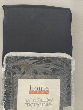 Home Design Black Satin Pillow Protectors - Standard/Queen (Pair)